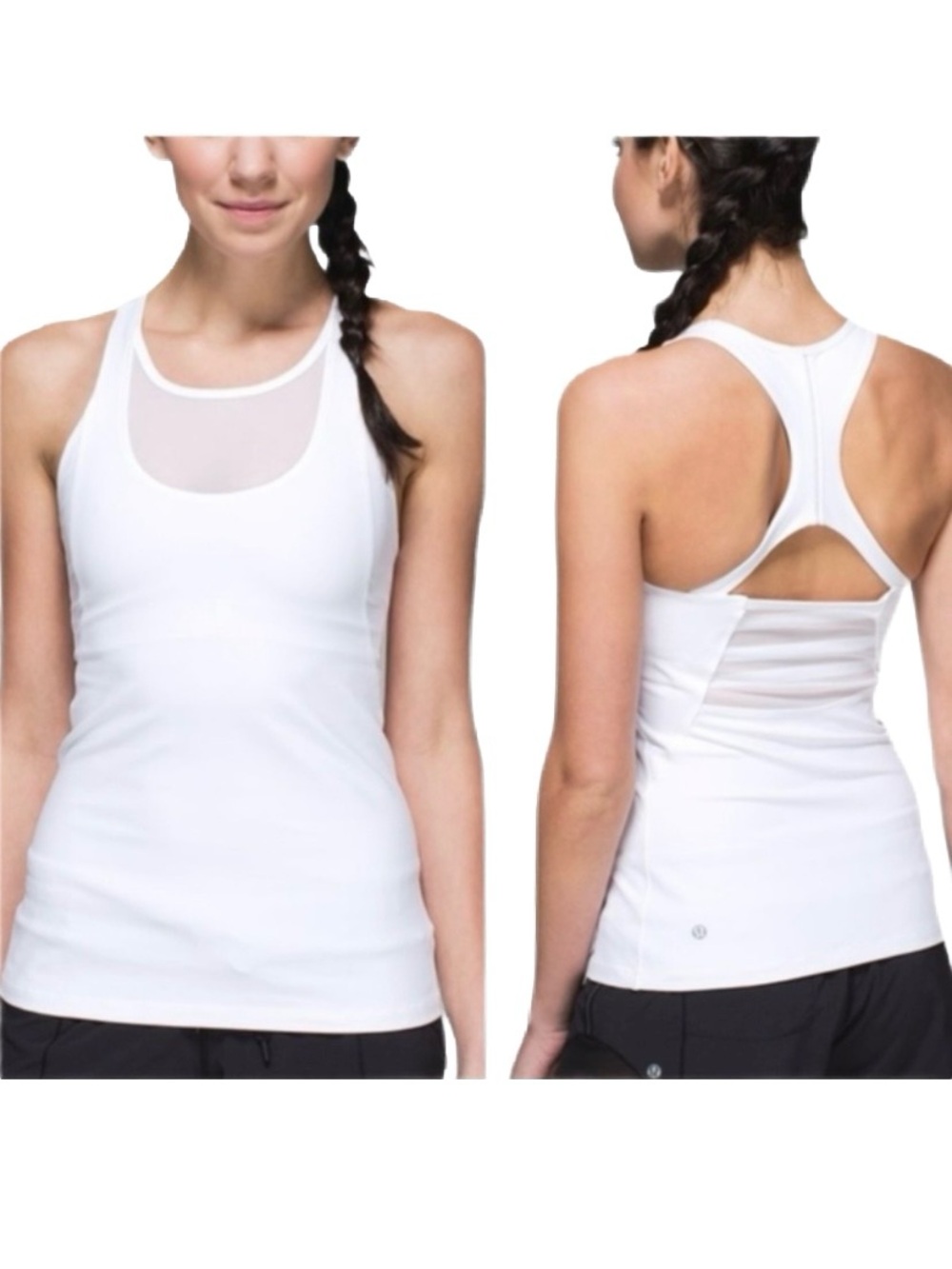 Lululemon Athletica White Racerback Tank With Mesh Size S